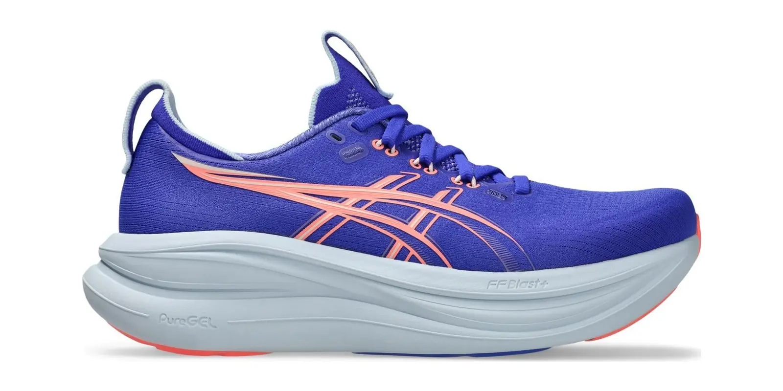 ASICS GEL-Nimbus 28 in Cobalt Burst / Sun Cora