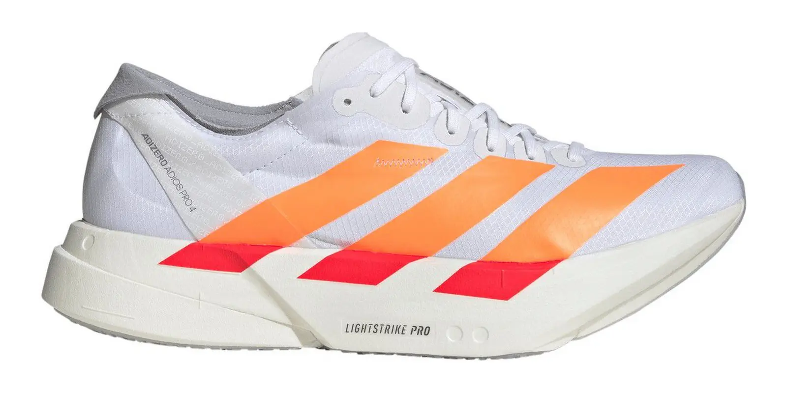 adidas adizero Adios 4 in Ftwr White / Lucid Orange / Lucid Red