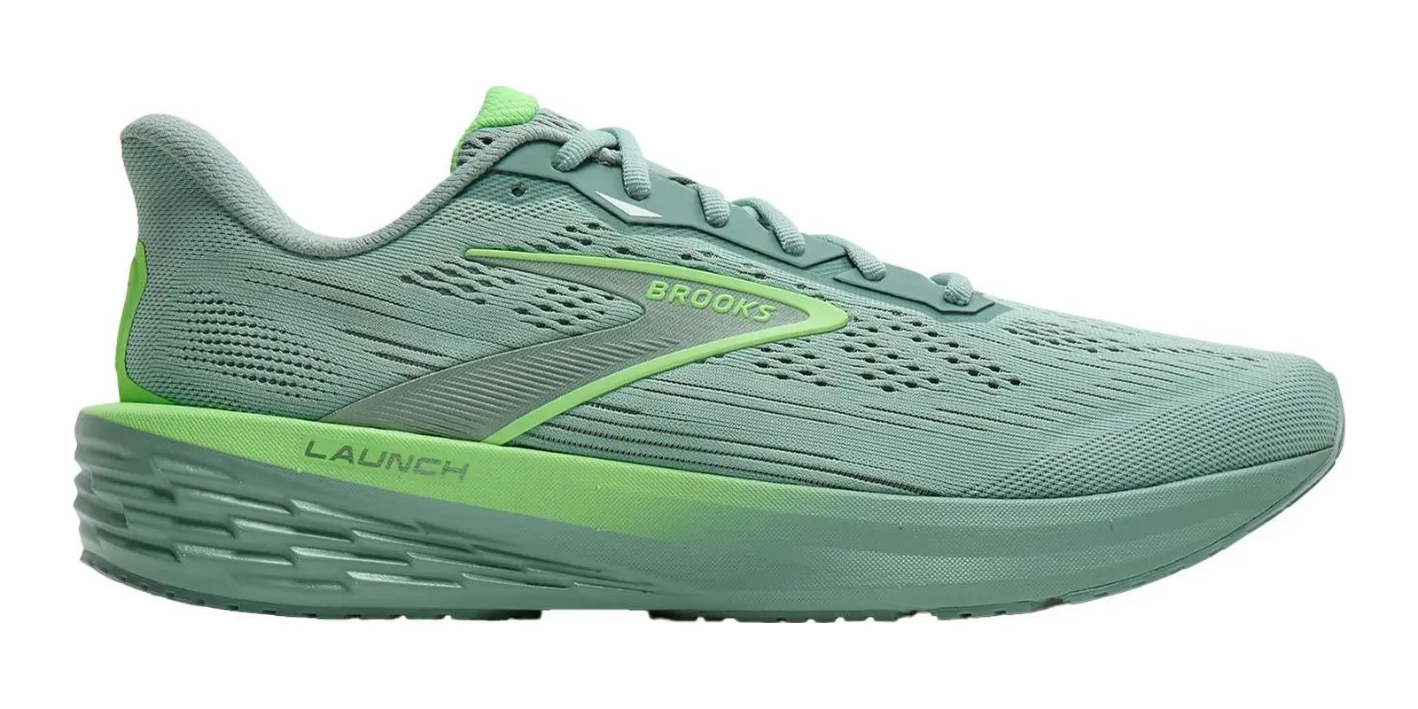 Brooks Launch 12 in Grey / Mist / Green