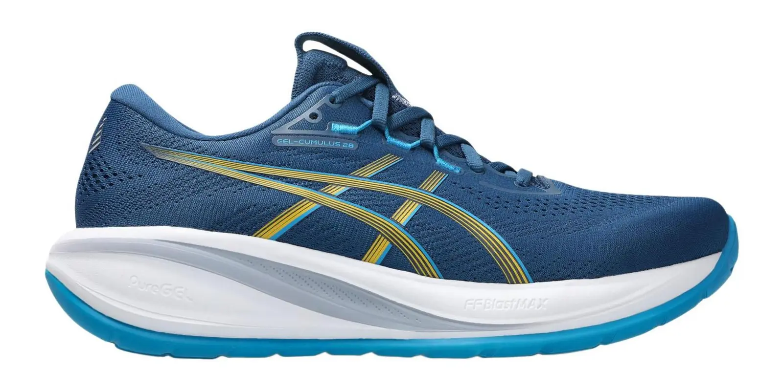 ASICS Cumulus 28 in Twilight Blue / Yamabuki