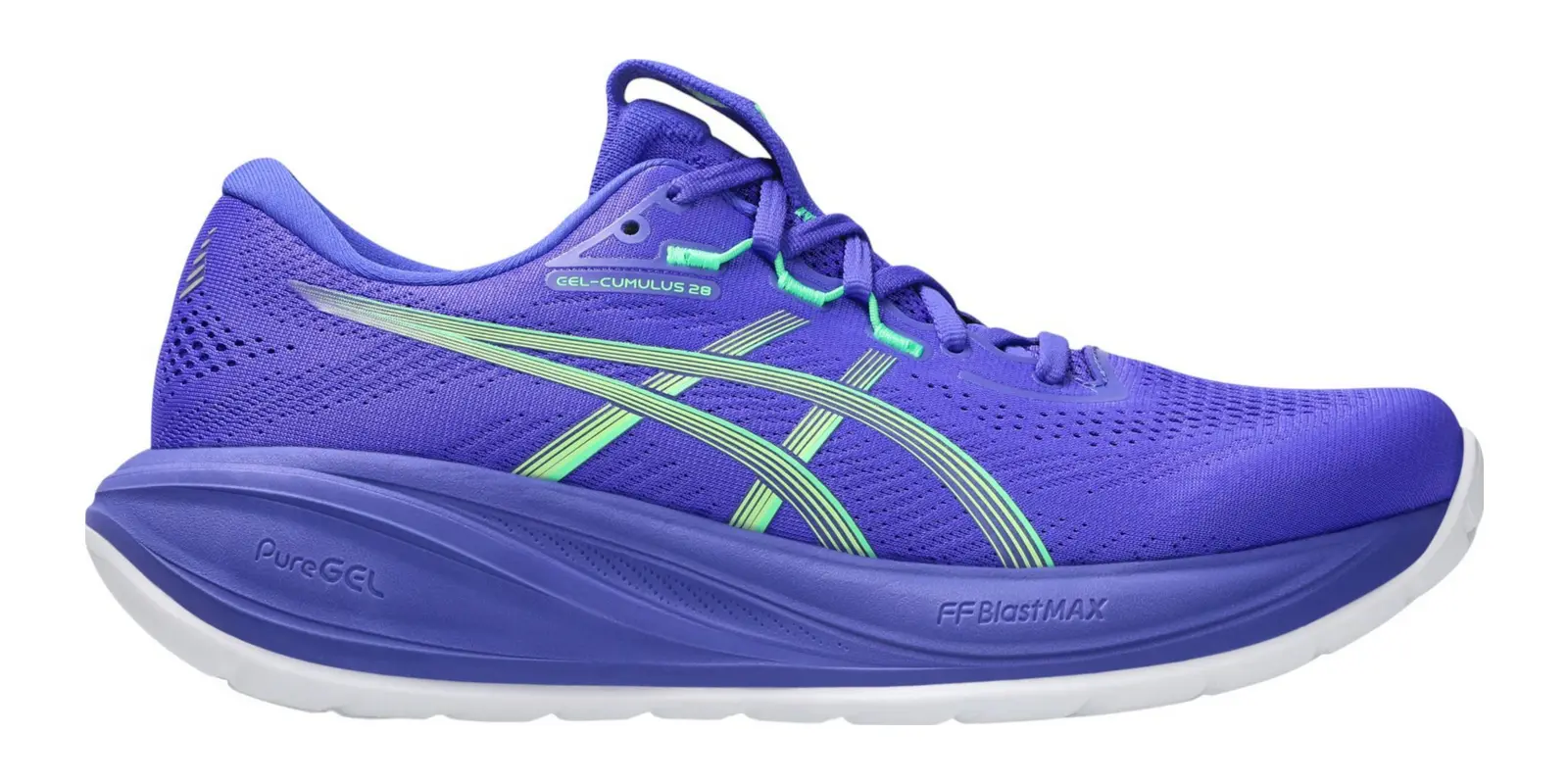 ASICS Cumulus 28 in Cobalt Burst / Illuminate Green