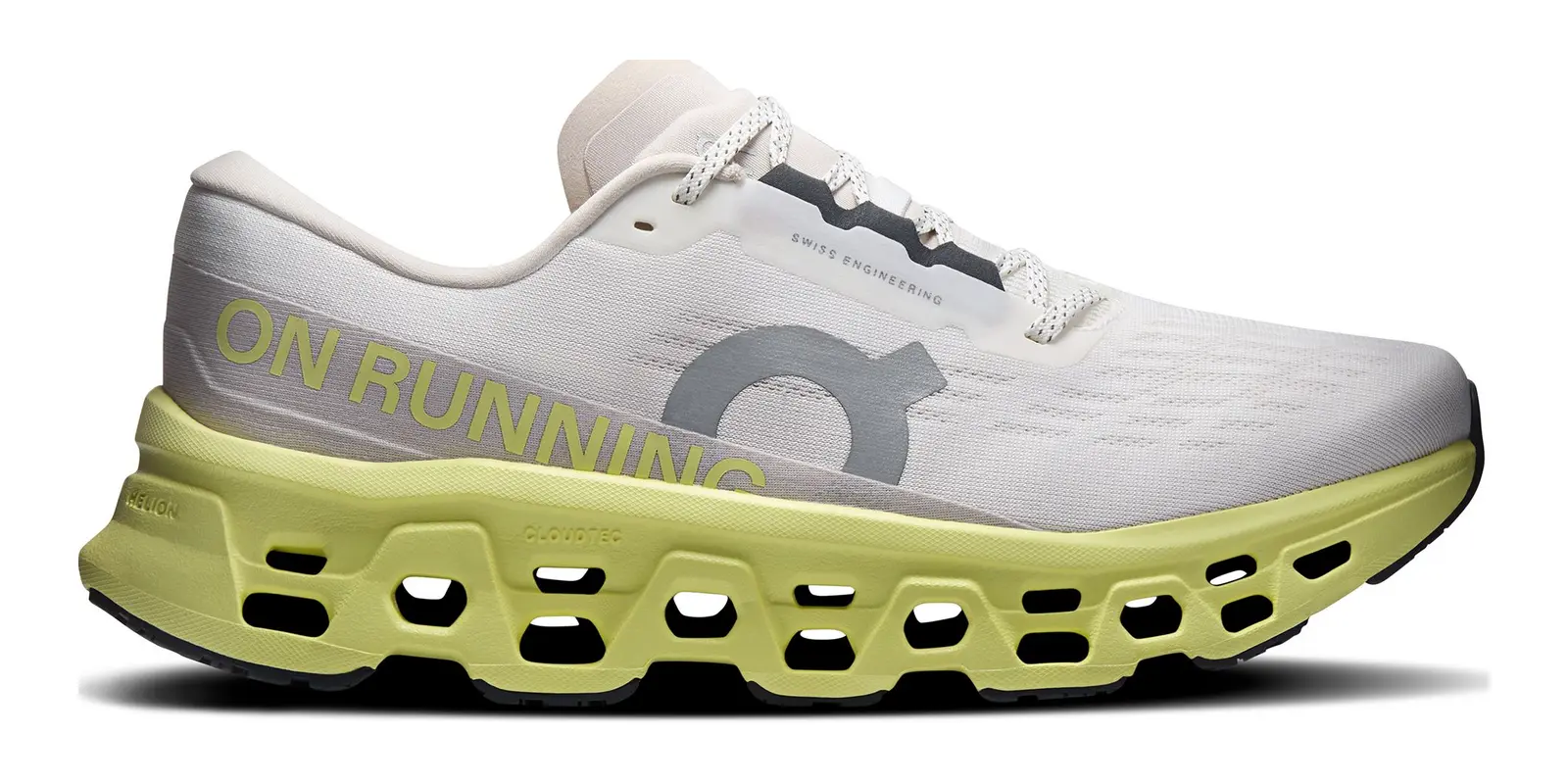 On Cloudmonster 3 in Ivory / Lime / Light