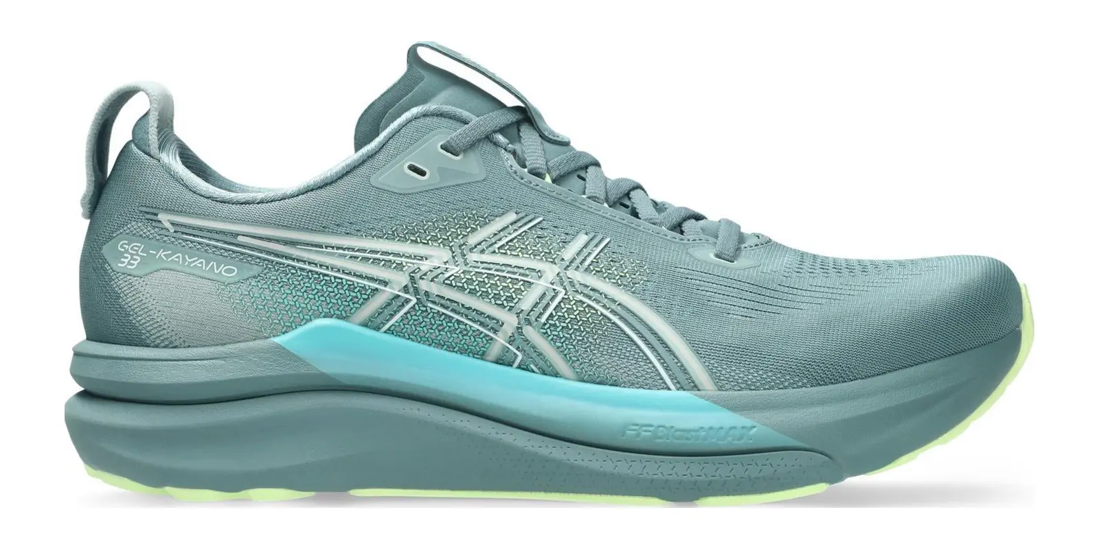 ASICS GEL-Kayano 33 in Foggy Teal / Yellow