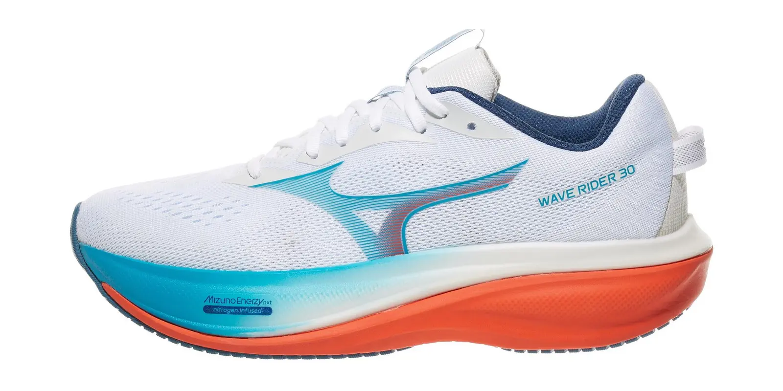 Mizuno Wave Rider 30 in White / Blue Jewel