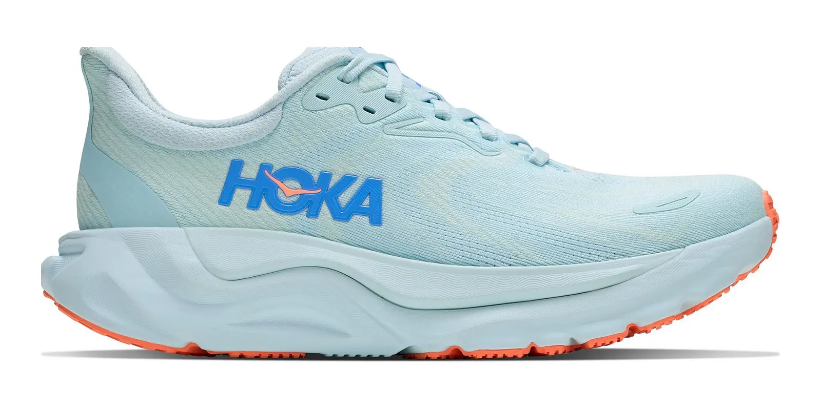HOKA Arahi 8 in Glimmering Blue / Neon Cantaloupe