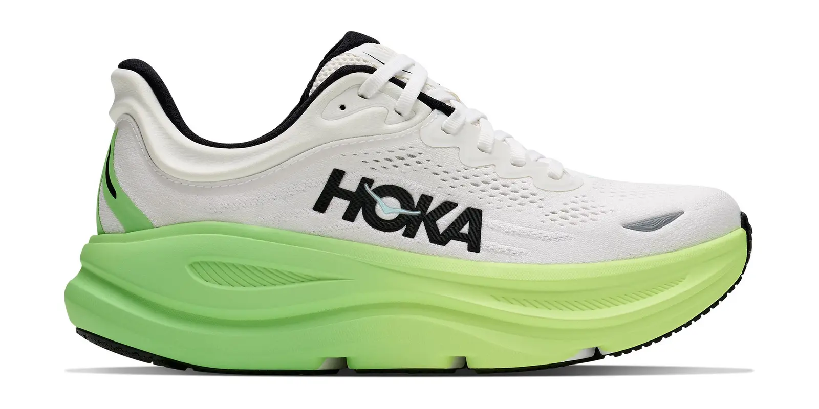 HOKA Bondi 9 in White / Green Apple