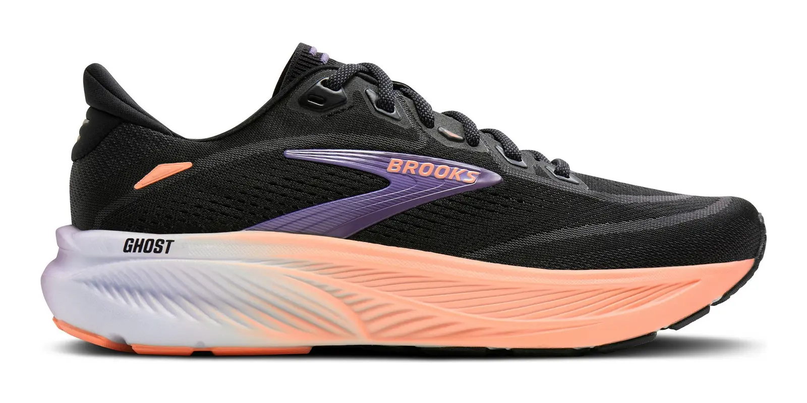 Brooks Ghost 18 in Black / Mulled Grape / Peach