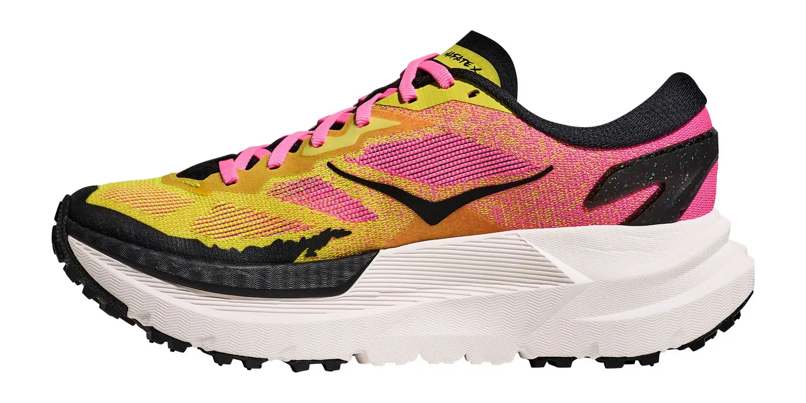 HOKA Mafate X in Yellow / Pink