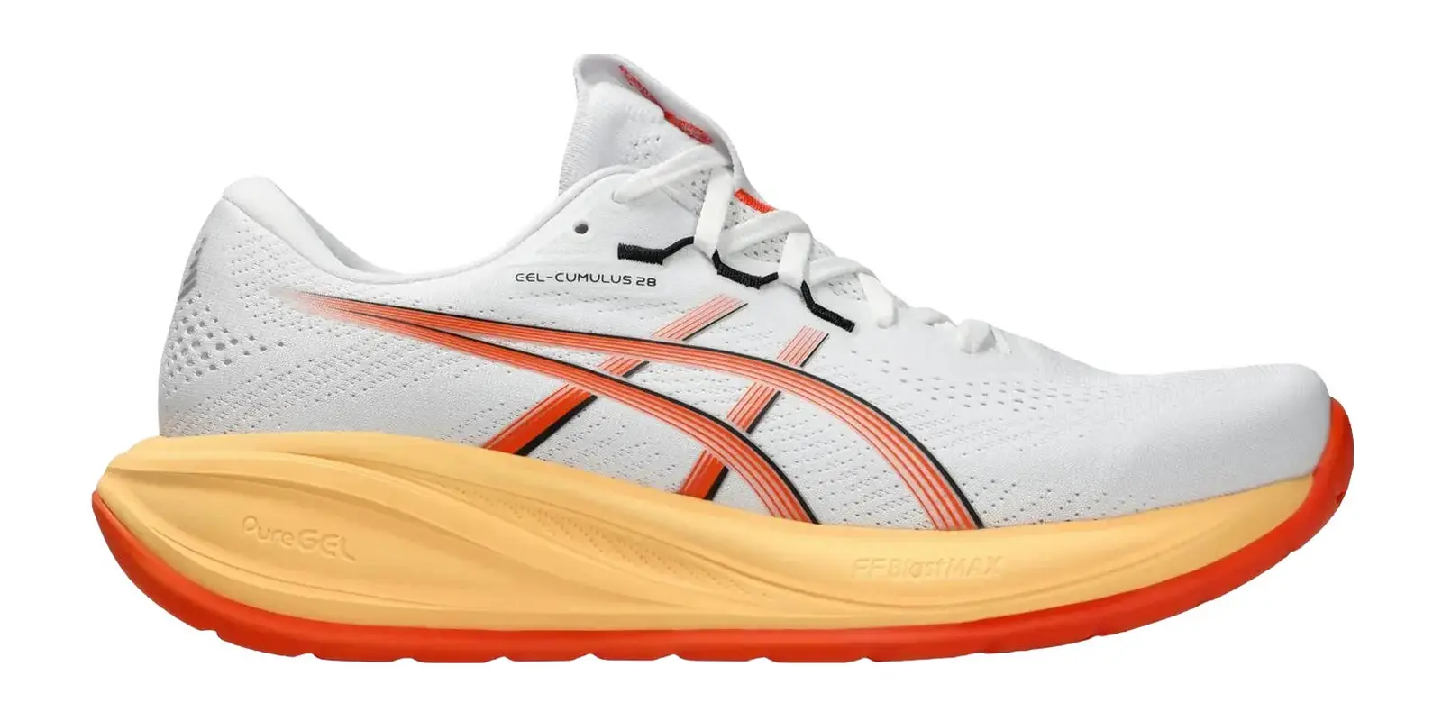 ASICS Cumulus 28 in White / Energy Orange
