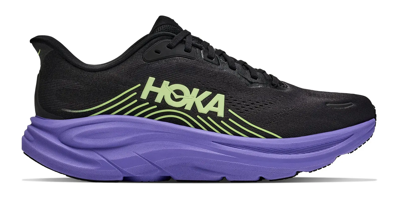 HOKA Clifton 11 in Black / Neon Yuzu