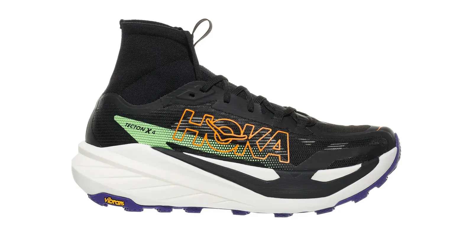 HOKA Tecton X 4 in Black / Neon Green