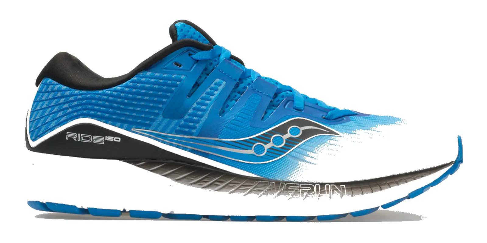 Saucony Ride ISO in White / Black / Blue