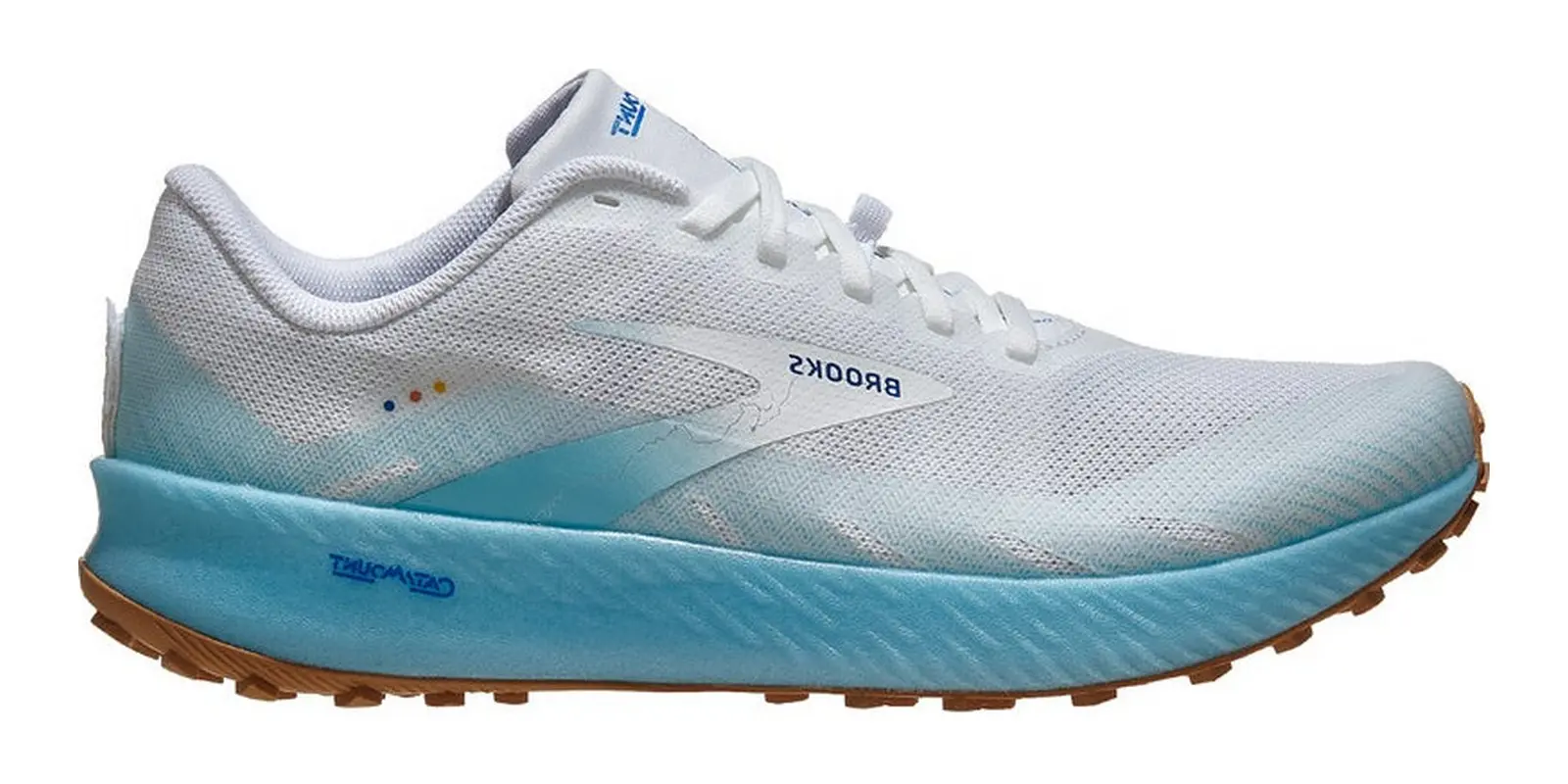 Brooks Catamount in White / Aqua / Blue