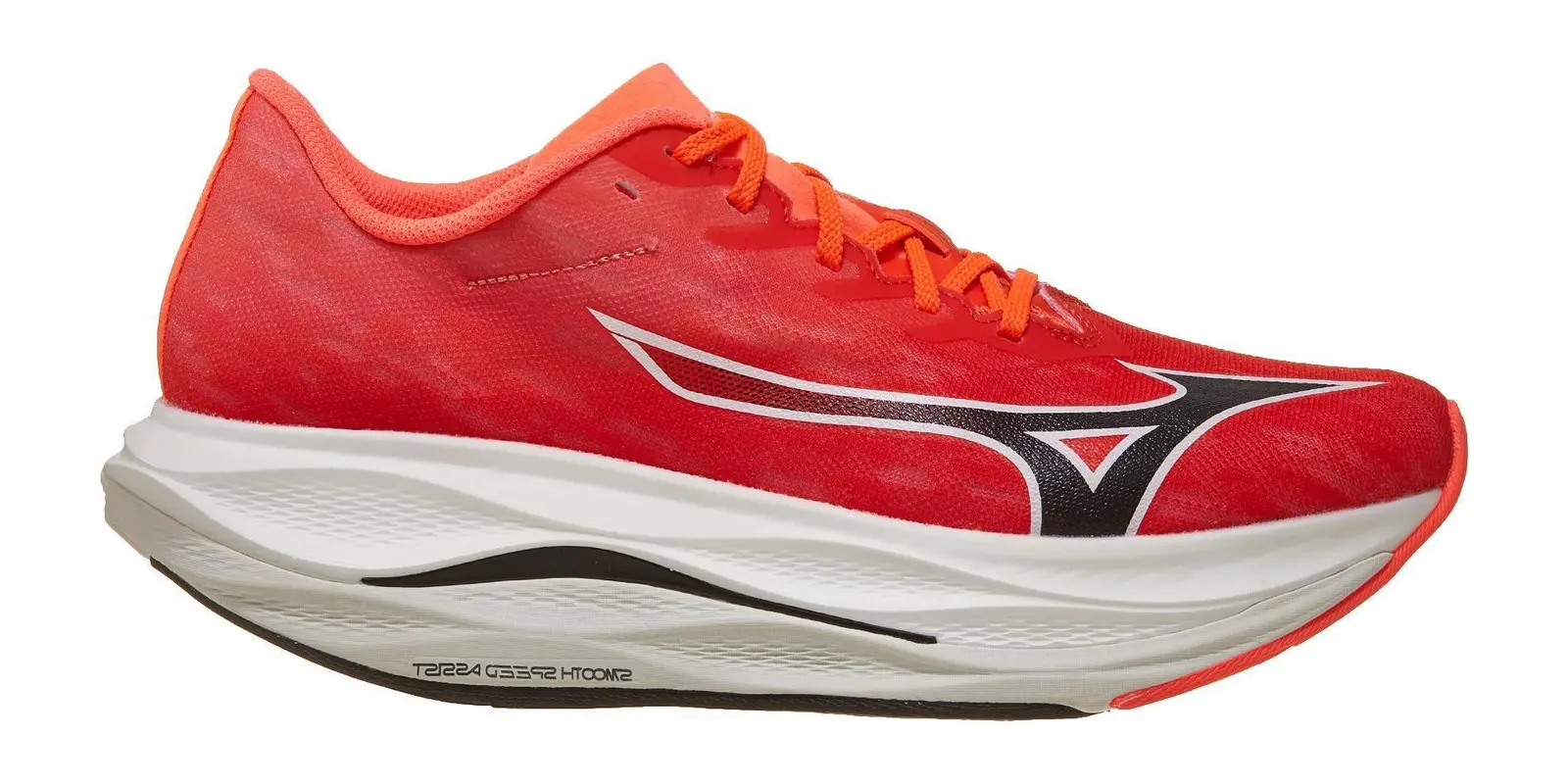 Mizuno Wave Rebellion Flash in White / Coral