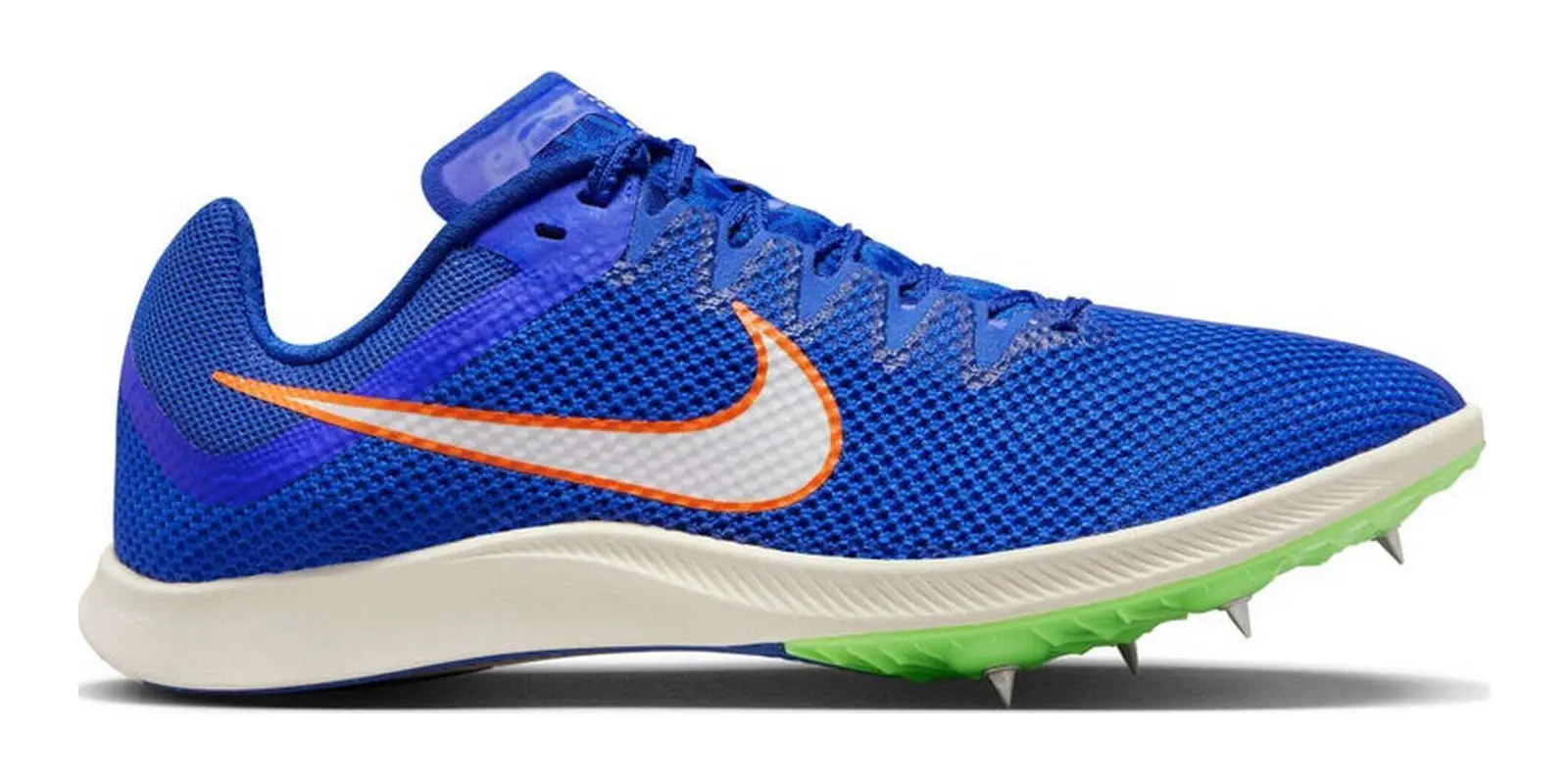 Nike Zoom Rival Distance Spikes in Blue / White / Lime
