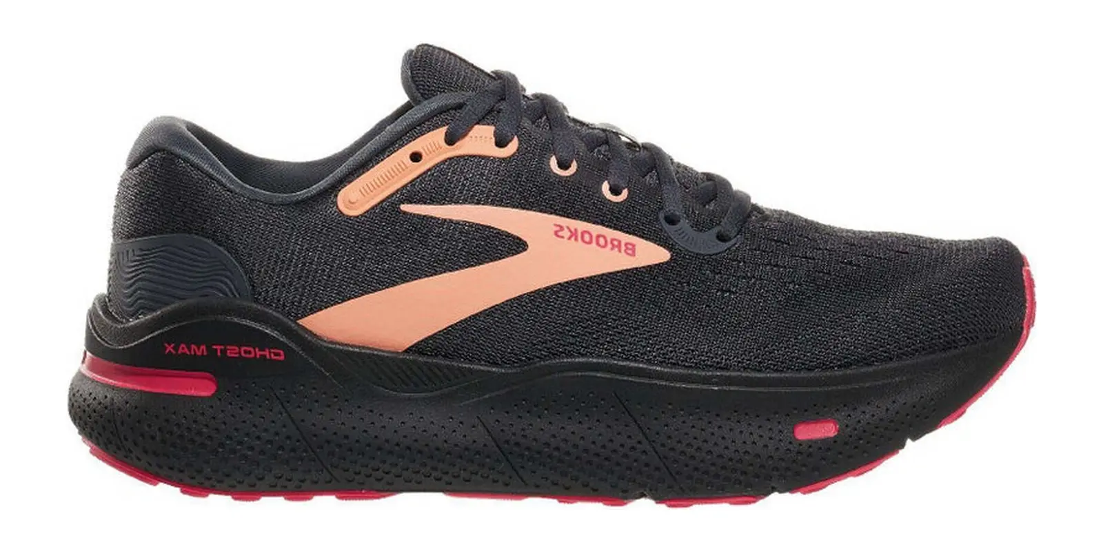 Brooks Ghost Max in Blackpapayaraspberry