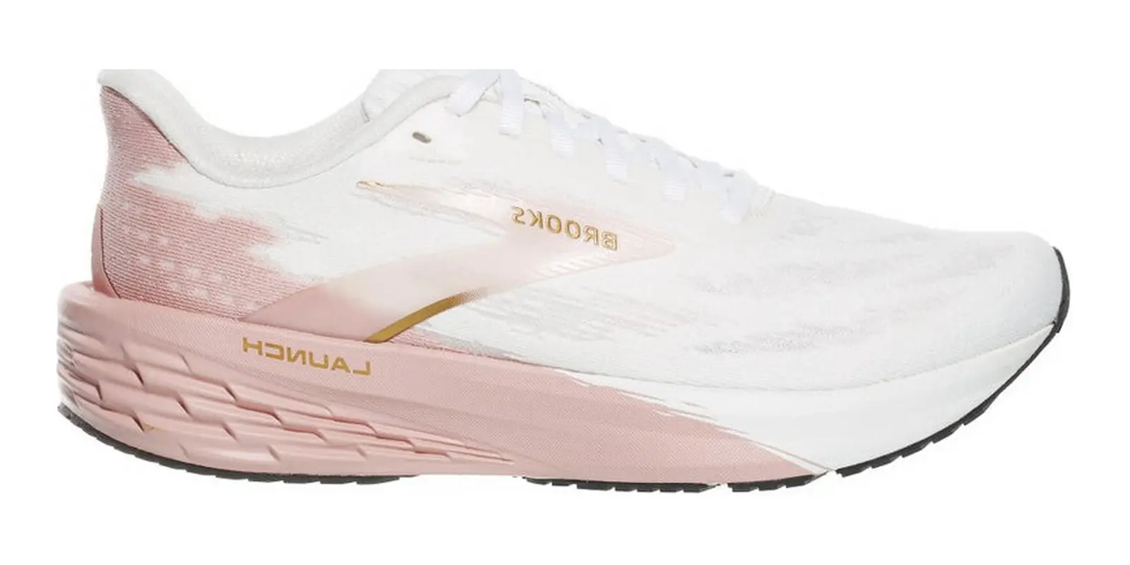 Brooks Launch 11 in White / Gold / Pink