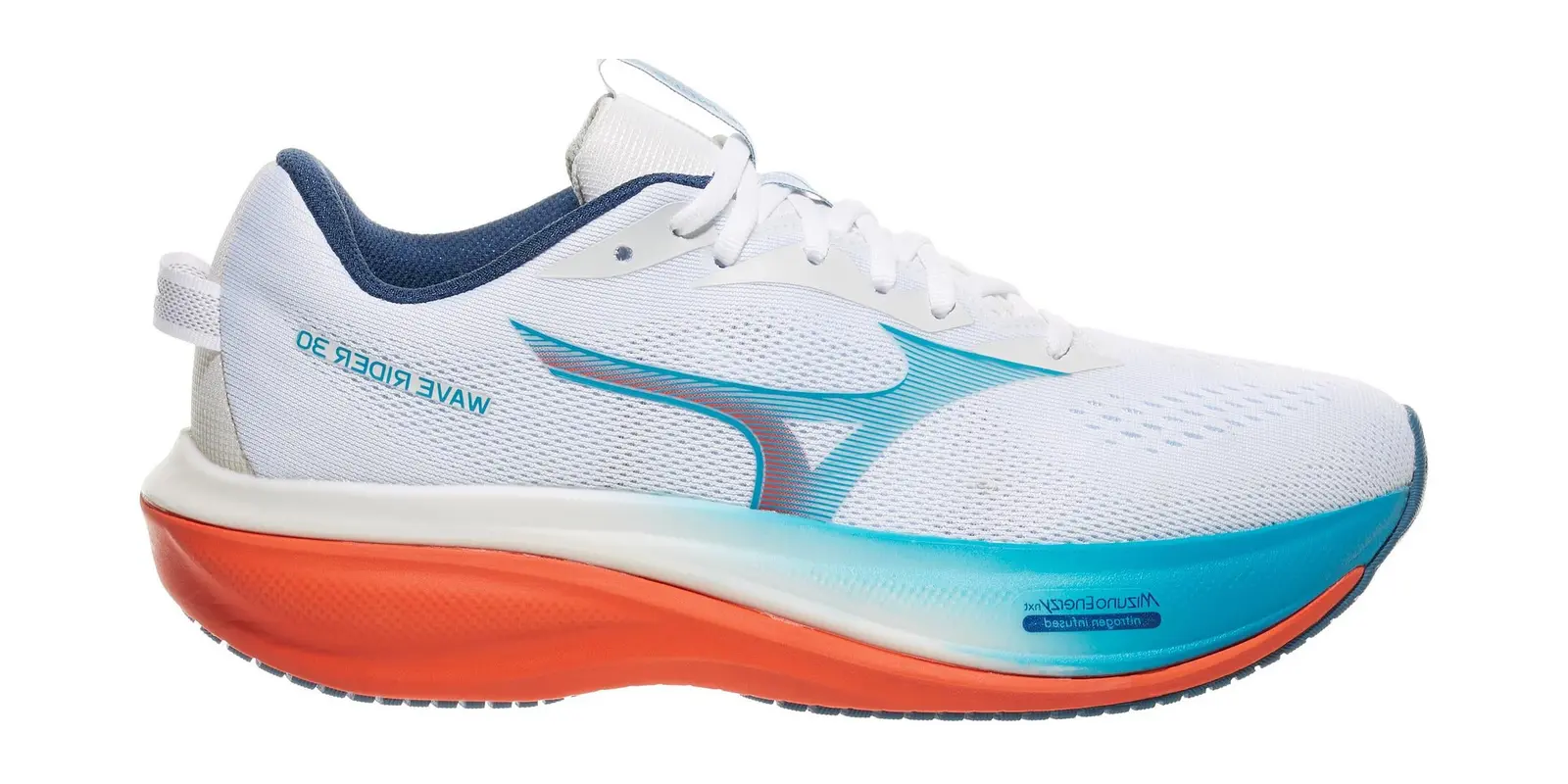 Mizuno Wave Rider 30 in White / Blue Jewel