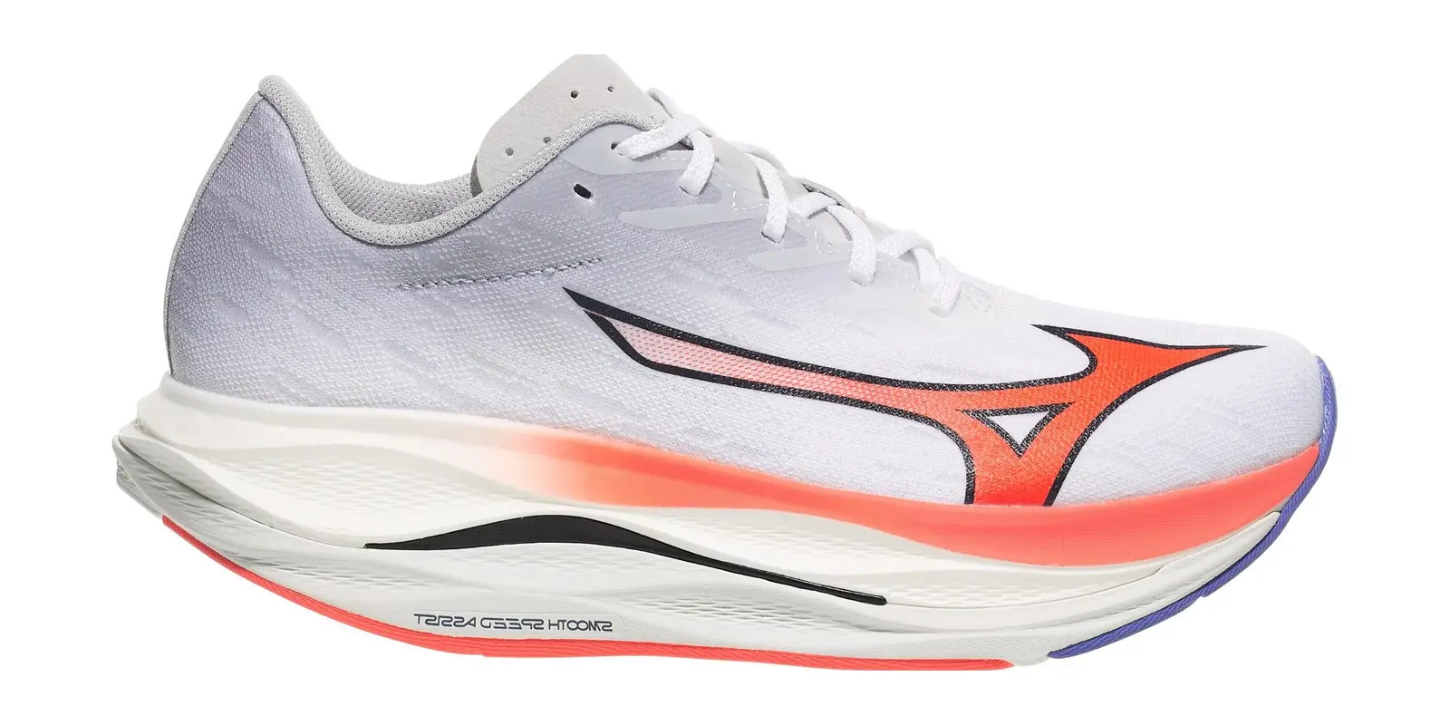 Mizuno Wave Rebellion Flash in White / Coral