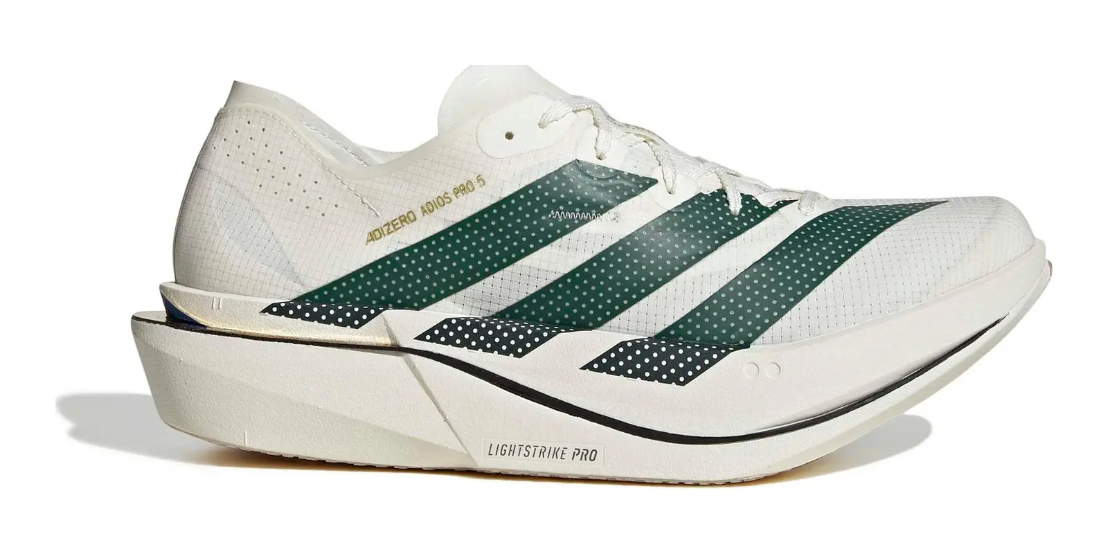 adidas adizero Adios Pro 5 in Off White / Collegiate Green / Team Royal Blue
