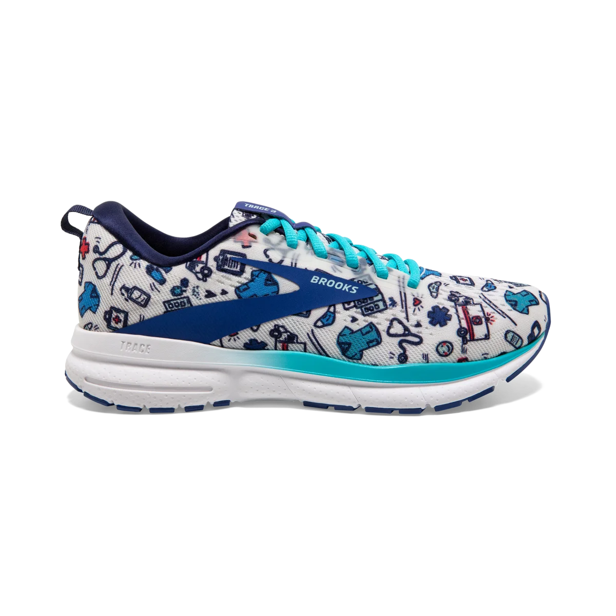 Brooks Trace 3 in White / Blue / Red