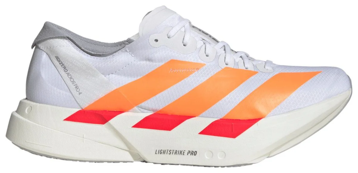 adidas adizero Adios 4 in Ftwr White / Lucid Orange / Lucid Red