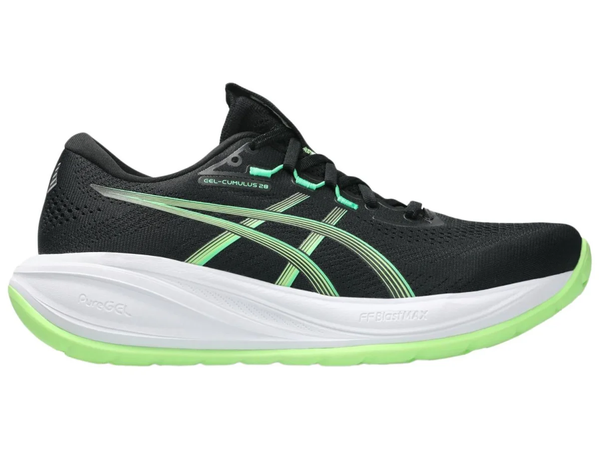 ASICS Cumulus 28 in Black / Illuminate Green