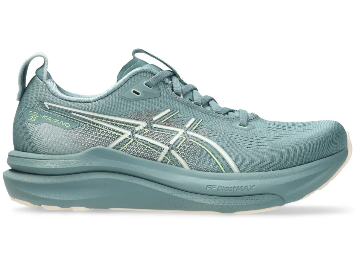 ASICS Kayano 33 in Foggy Teal / Rose Dust