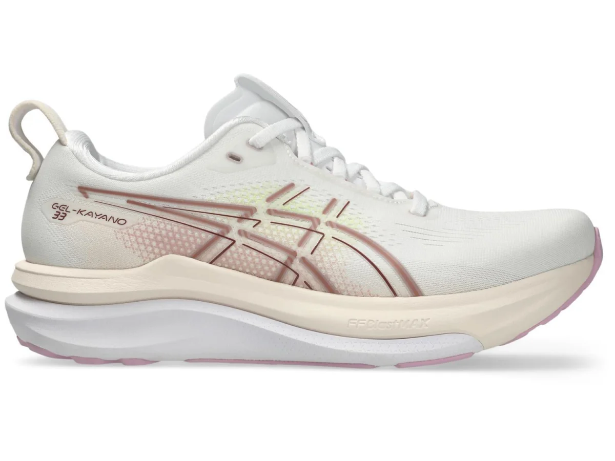 ASICS Kayano 33 in White / Hazy Lilac