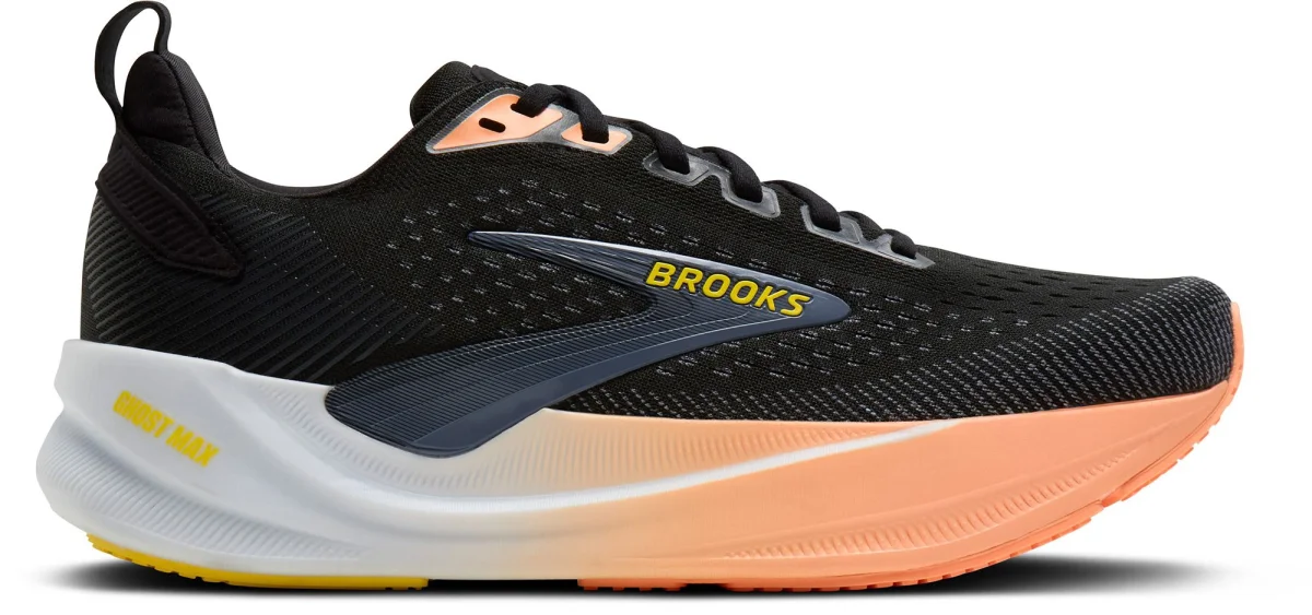 Brooks Ghost Max 4 in Black / Folkstone / Cyber Peach