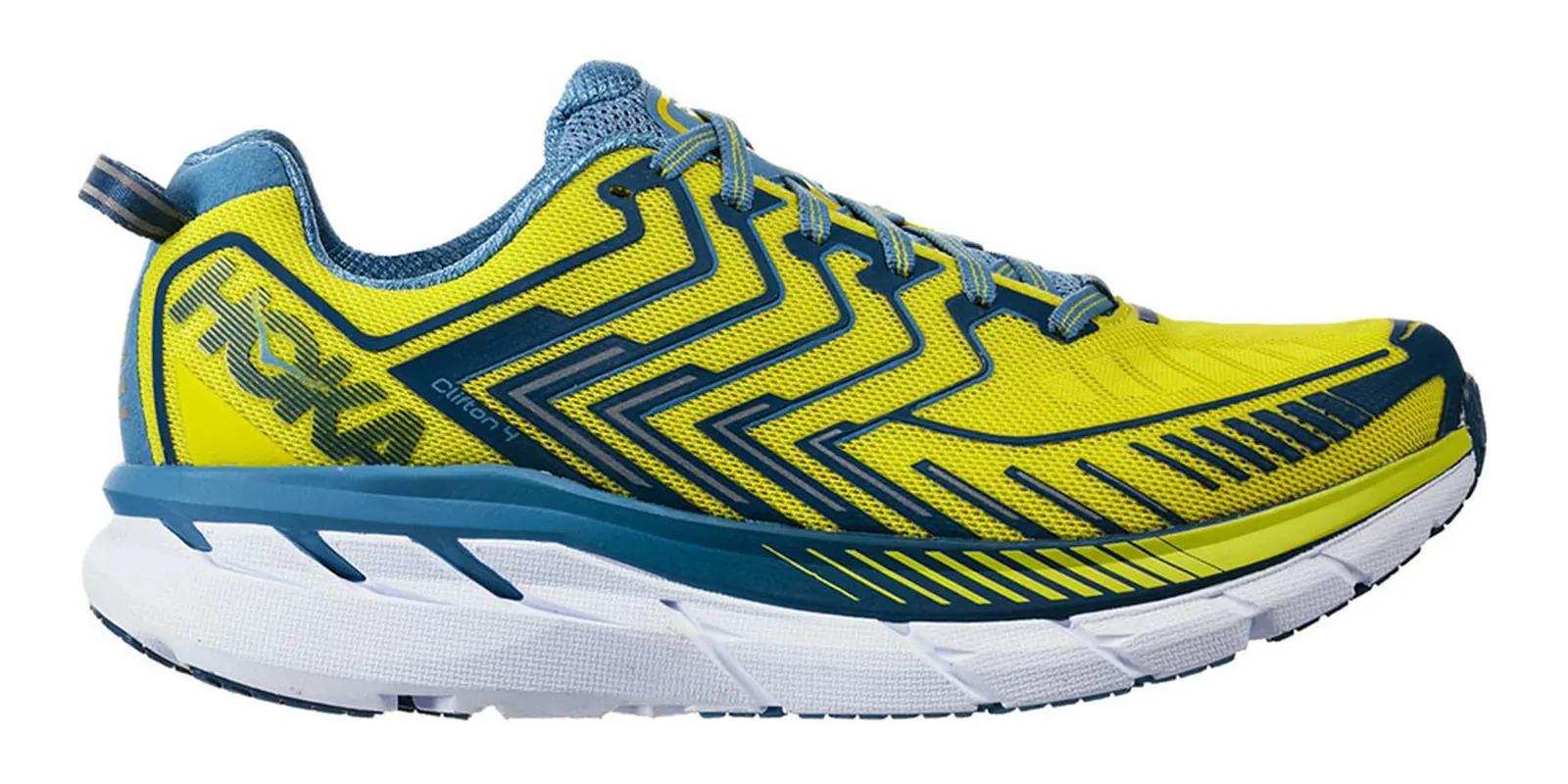 HOKA Clifton 4 in Yellow / Blue