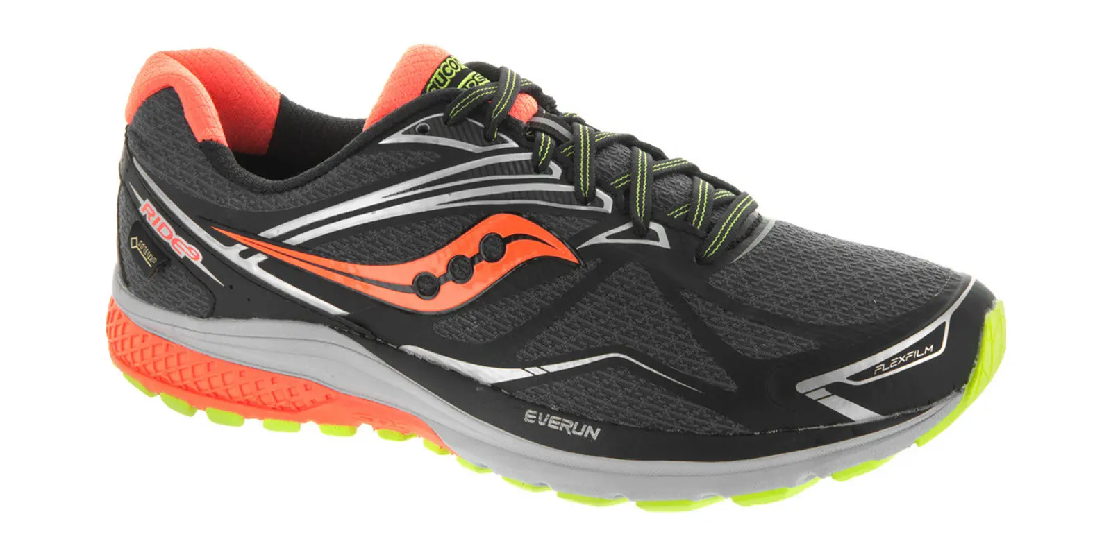Saucony Ride 9 in Blackslimeviziorange