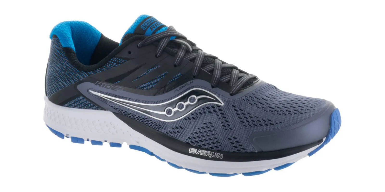 Saucony Ride 10 in Grey / Black / Blue