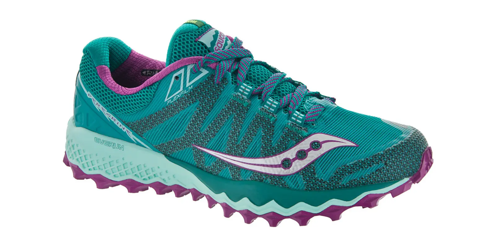 Saucony Peregrine 7 in Teal / Purple / Citron