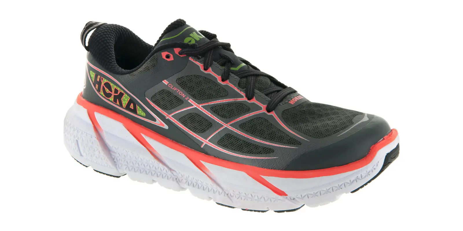 HOKA Clifton 2 in Grey / Neon