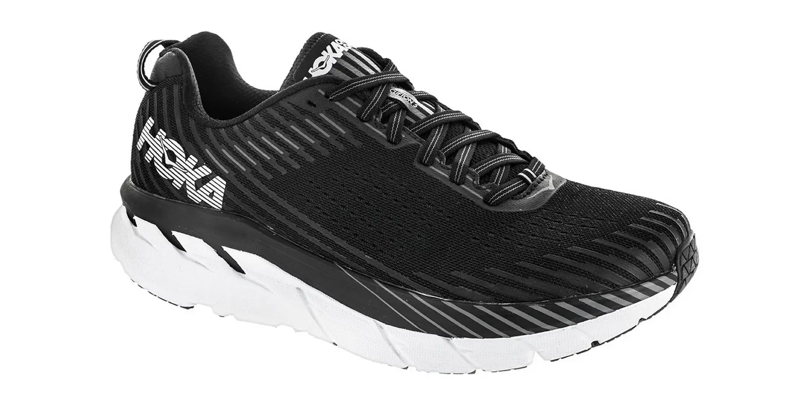 HOKA Clifton 5 in Black / White