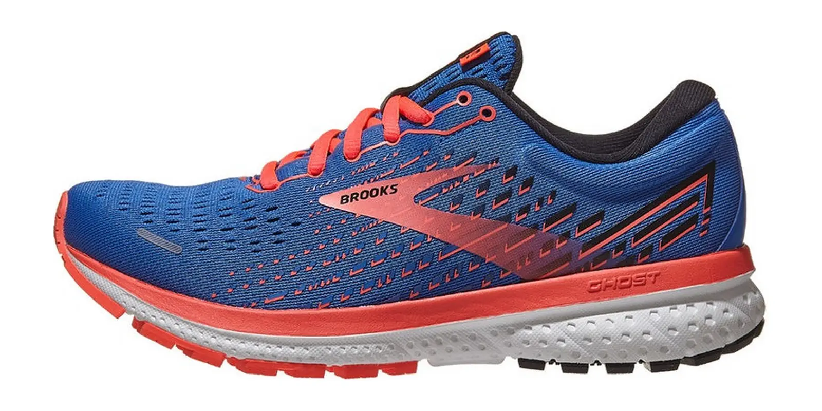 Brooks Ghost 13 in Blue / Coral / White