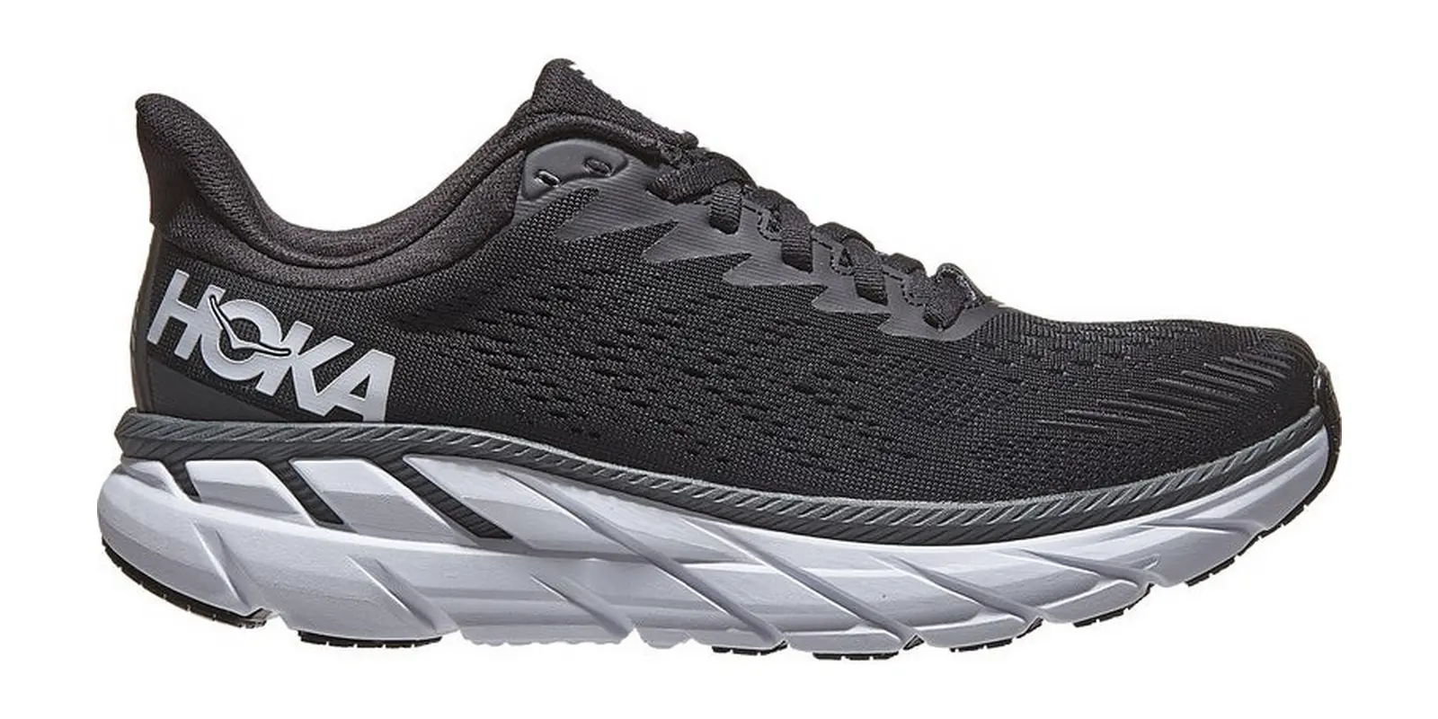 HOKA Clifton 7 in Black / White