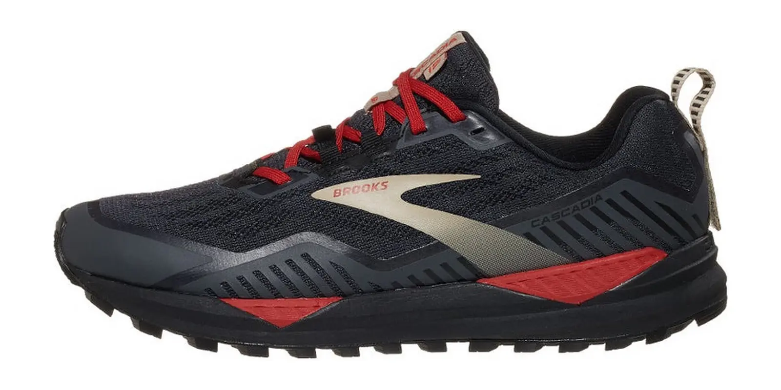Brooks Cascadia 15 in Black / Ebony / Red