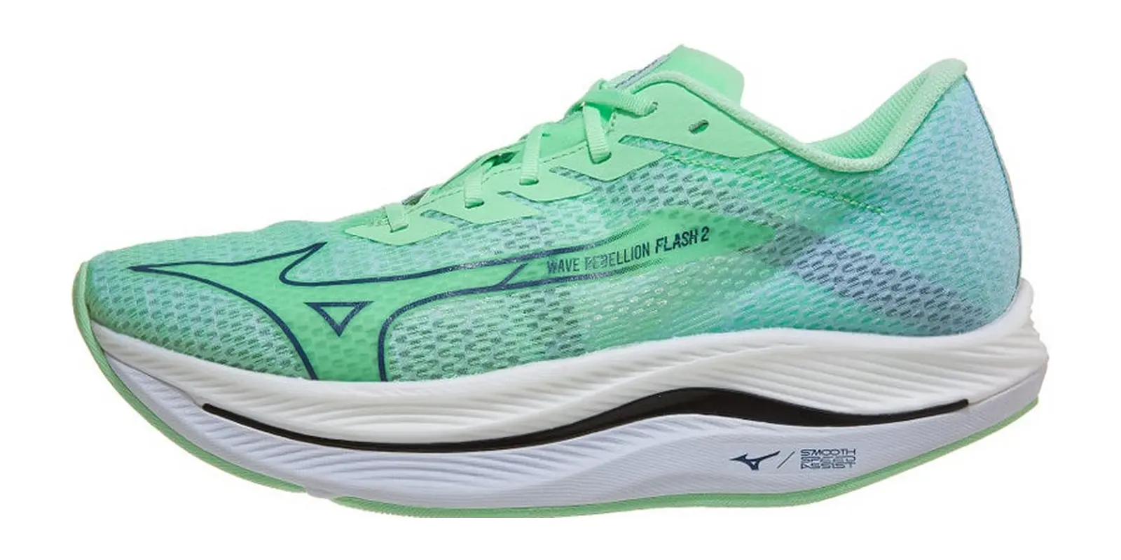 Mizuno Wave Rebellion Flash 2 in Mint / Indigo