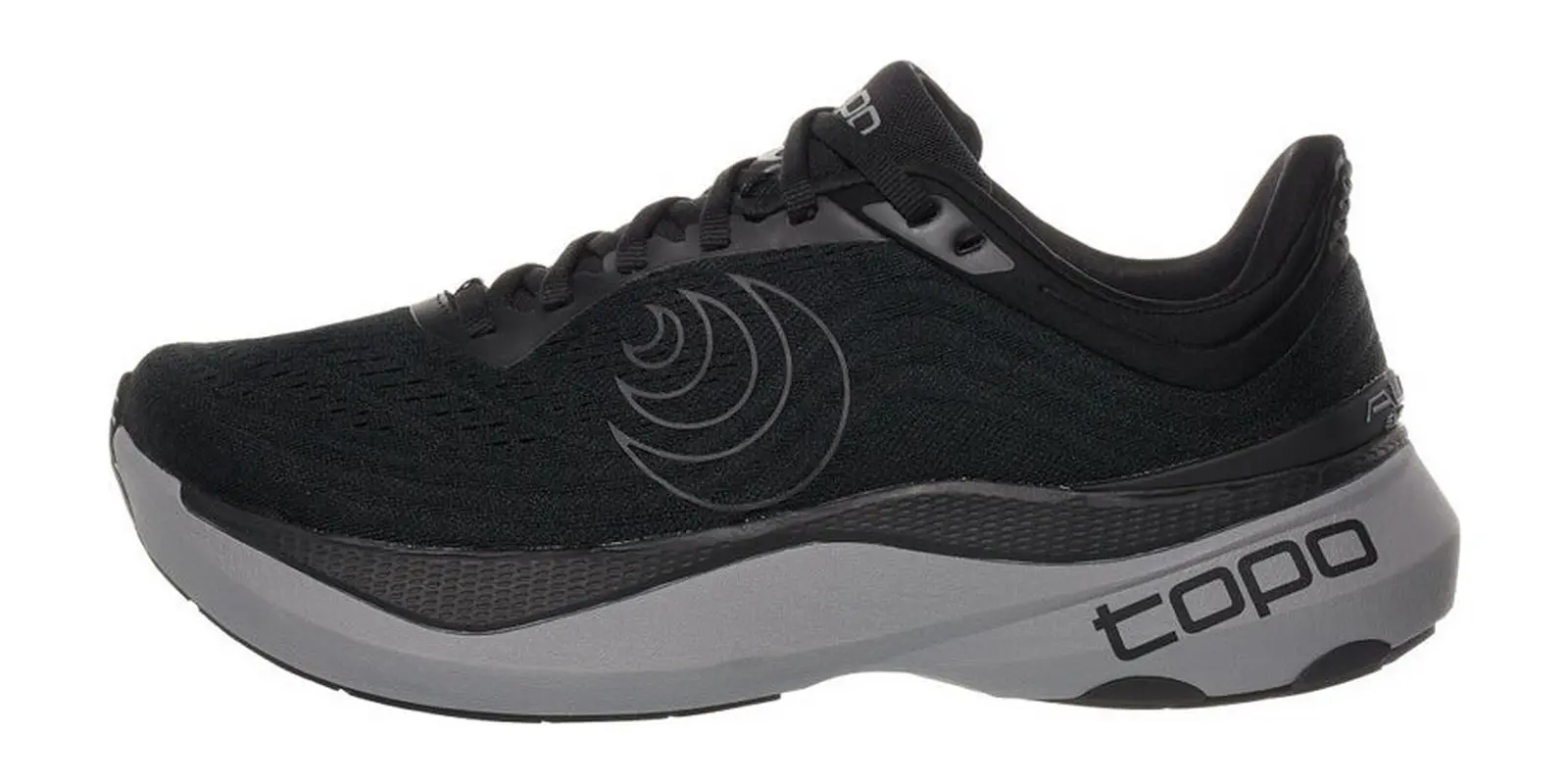Topo Athletic Aura in Black / Charcoal