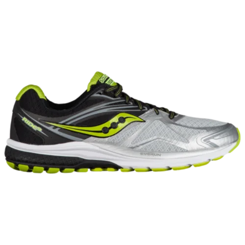 Saucony Ride 9 in Silver / Black / Lime