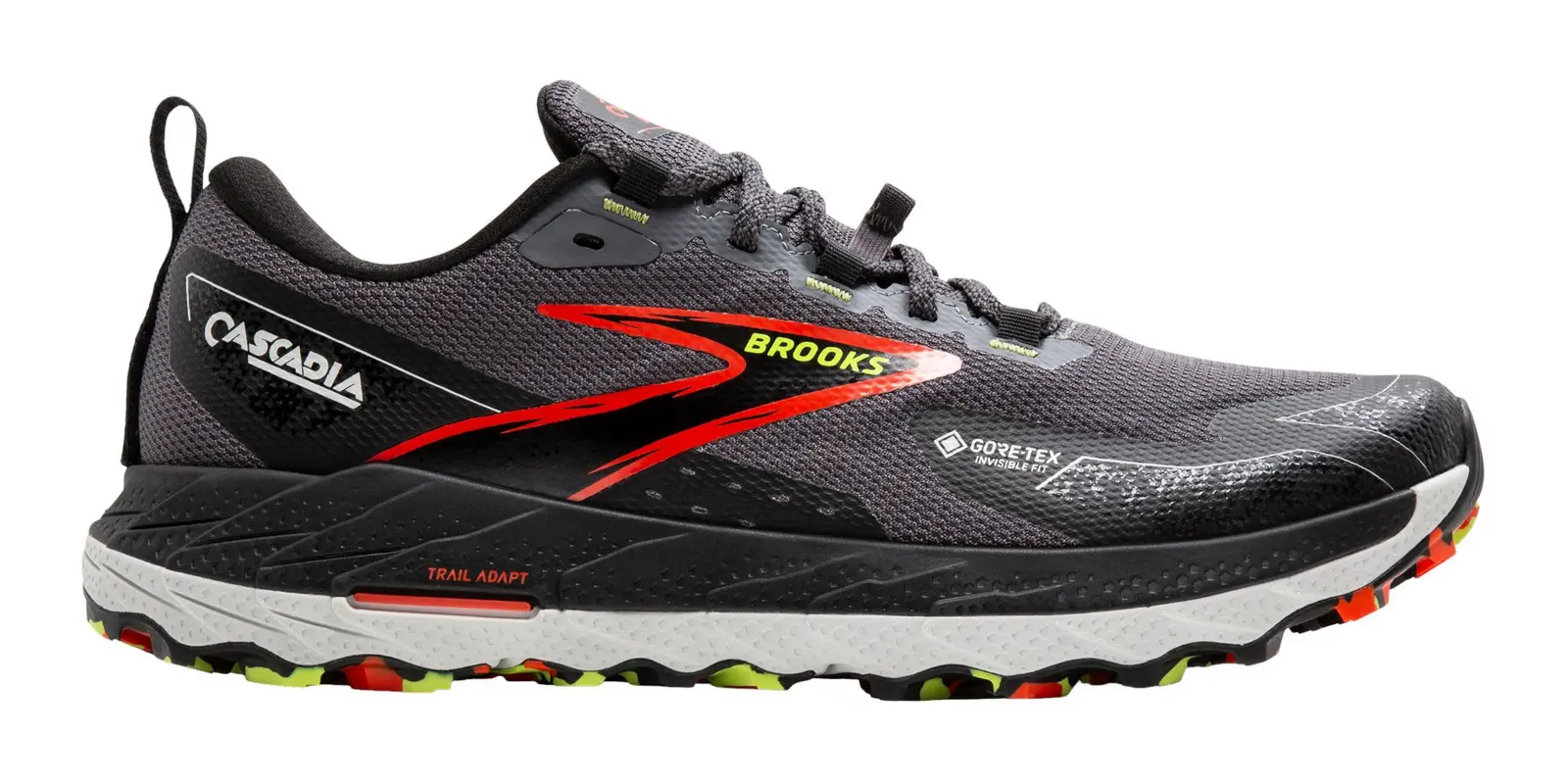 Brooks Cascadia 18 in Black / Tomato