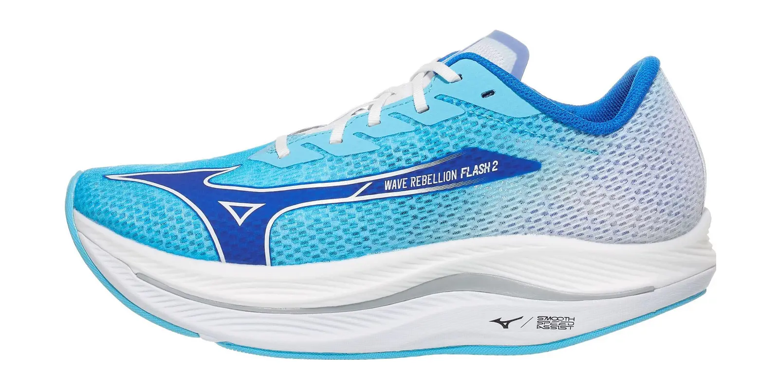 Mizuno Wave Rebellion Flash in White / Coral