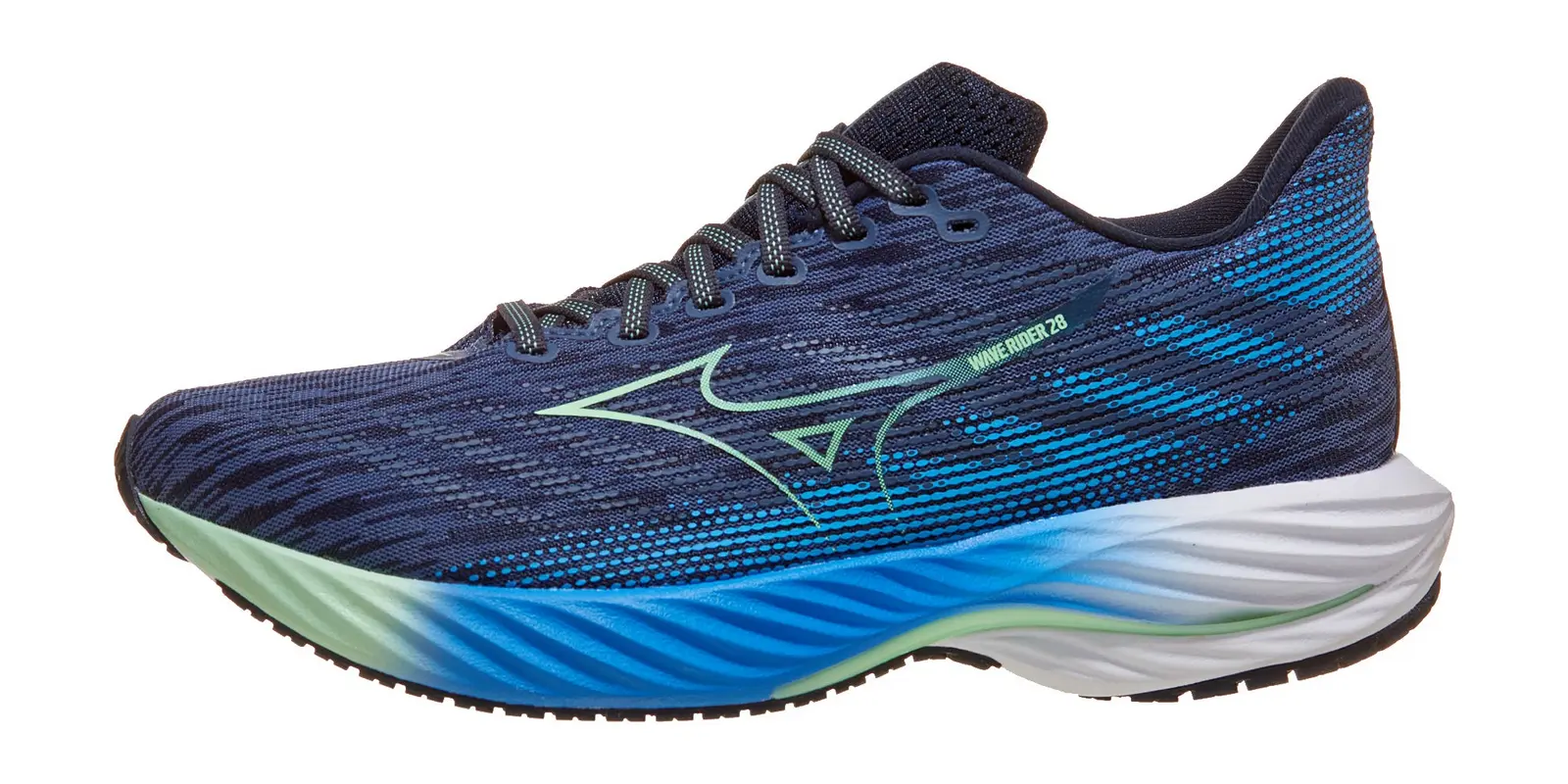 Mizuno Wave Rider 28 in White / Icelandic Blue
